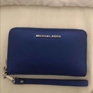Blue Michael Kors wristlet